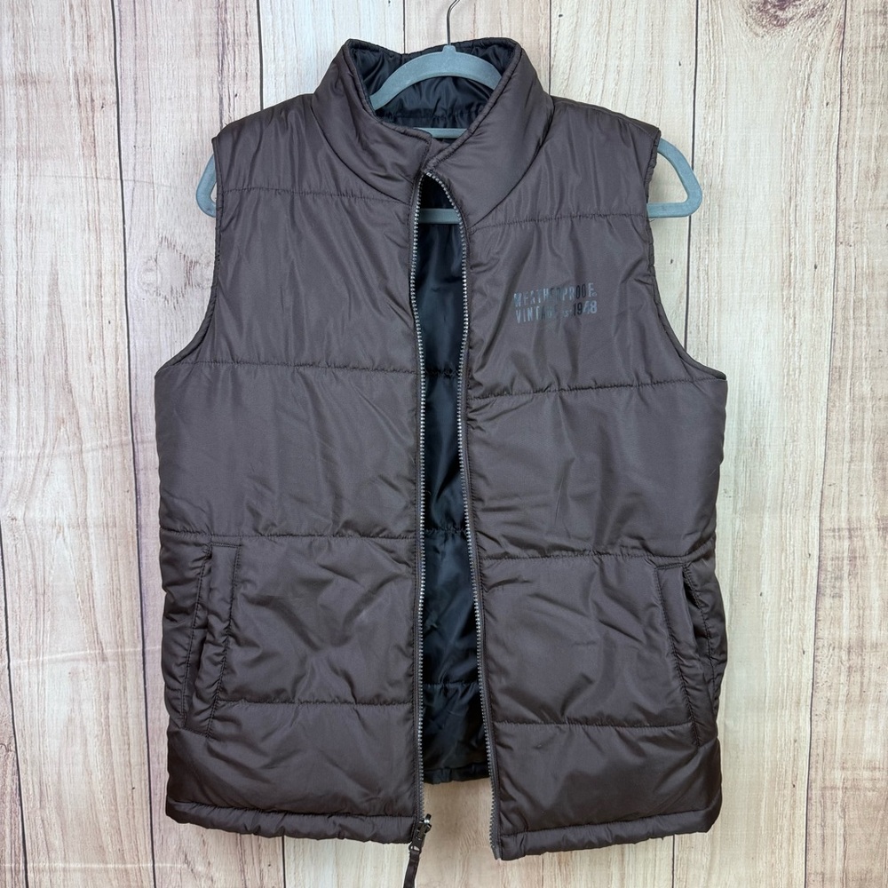 Weatherproof Kids Reversible Dark Brown/Black Puffer Vest